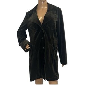 MARC CAIN Army Green Velvet Cotton Trench Coat size 8